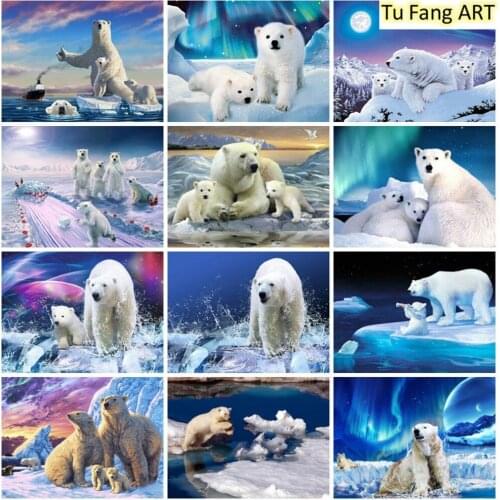 Diamond Embroidery Animal 5D DIY Diamond Painting Polar Bear Full Square Picture Mosaic Cross Stitch Kits Home Decoration