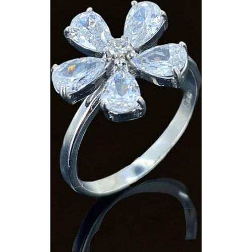White Daisy Custom Design Top Quality 925 Sterling Silver Ring