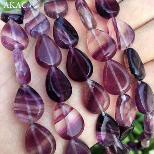 Free shipping natural purple fluorite teardrop stone beads 12*15-16mm 1strand/set wholesale