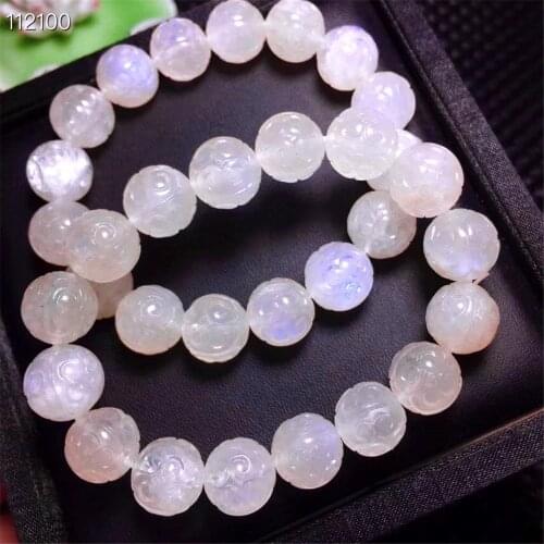11mm Genuine Natural Moonstone Bracelet For Woman Lady Man Lucky Love Loose Round Beads Crystal Gemstone Stretch Jewelry AAAAA