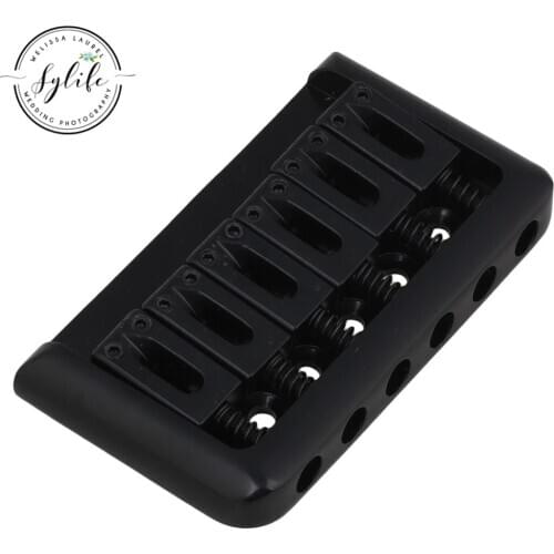 Black Fixed Hardtail Saddle Bridge for 6 String Electric Guitar