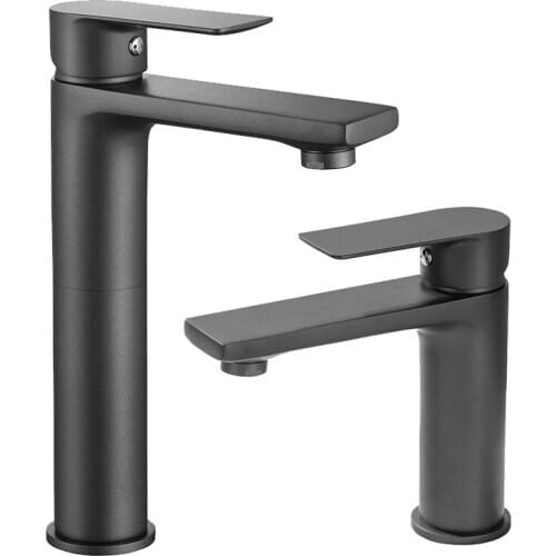 Black bathroom sink faucet Tall short solid brass Cold hot mixer faucet high quality basin faucet tap