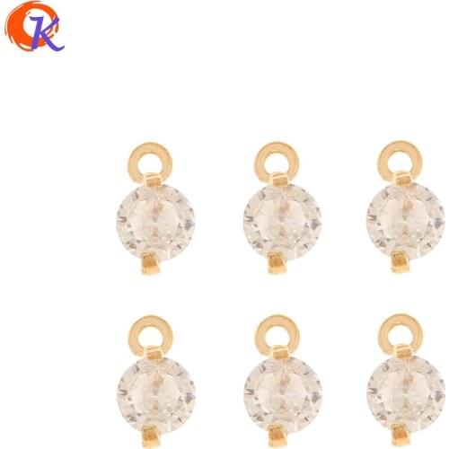 Cordial Design 100Pcs 4*7MM Jewelry Accessories/Pendant/Round Shape/Genuine Gold Plating/Hand Made/Earring Findings/CZ Charms