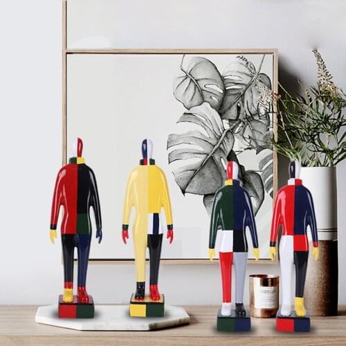 Malevich Sportsmen Sculture Abstract Art Hand-made Resin Artware Human Statue Home Office Decor