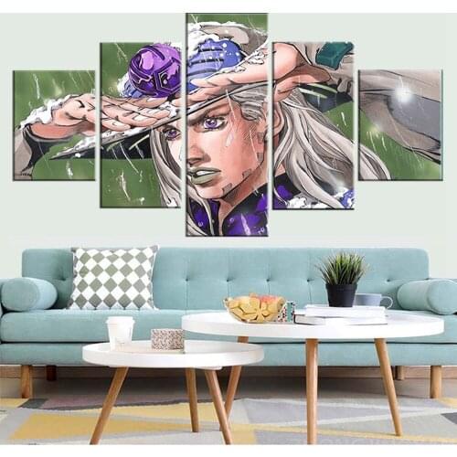 Canvas Painting Wall Art with Frame 5 pieces Jojo S Bizarre Paitings Anime Poster For Living Room Home Decor Pictrues Prints