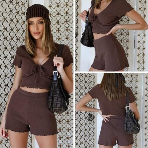 Summer Two Piece Set Women 2021 Cotton Shorts Sets Vintage Boho Bow Short Sleeve Tops High Waist Loose Shorts Mujer Sets Outfits