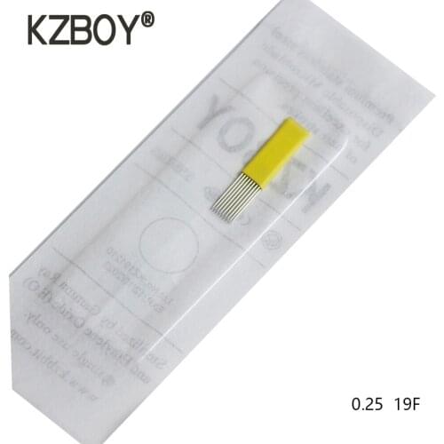 KZBOY 50 PCS Flat Microblading Needles 19 Pins Permanent Makeup Eyebrow Individually Wrapped for Manual Shaders