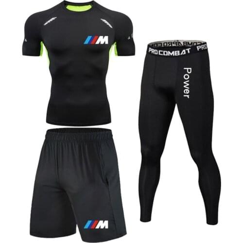 Summer And Winter Running Suit Mens Elastic Sweat Absorbing Tight Compression Sports Suit Jogging Gym Exercise Training 2021