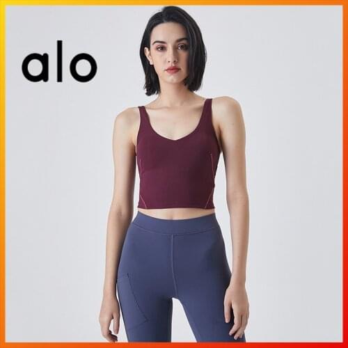 Alo Yoga Summer Womens Sexy Yoga Vest Five-Color Fitness Running Crop Top Sports Top C2954