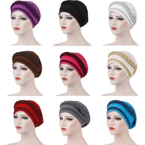 Muslim Women Hair Loss Hat India Glitter Bonnet Braid Head Turban Wrap Cover Cancer Chemo Cap Hat Beanies Skullies Arab Fashion