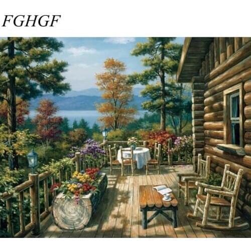 FGHGF Frameless Sydney Opera House Landscape Diy Digital Oil Painting By Numbers Modern Wall Art Picture Unique