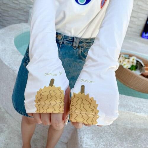 2 pieces = 1 pairs New Korean-Style Cute Fruit durian Oversleeves All-match Sun Protection UV Sun Protection Arm Sleeves