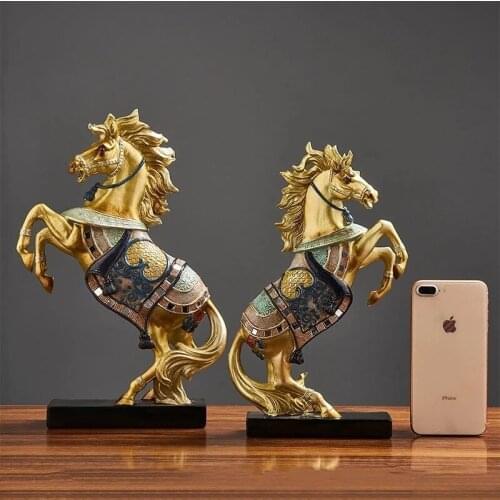 Desktop Resin Horse Figurines Feng Shui Vintage Animal Statue For Home ... Decorative Ad Crafts