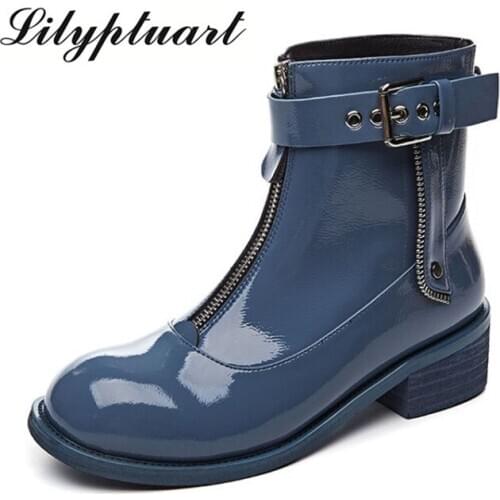 2019 new leather guidi short boots female British style autumn and winter boots women plus velvet front zipper women shoes