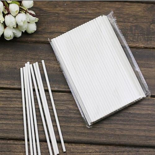 New 50pcs/lot Cake Pop Sticks Paper Lolipop Stick 15cm White Eco-friendly DIY Cake Chocolate Paper Sticks