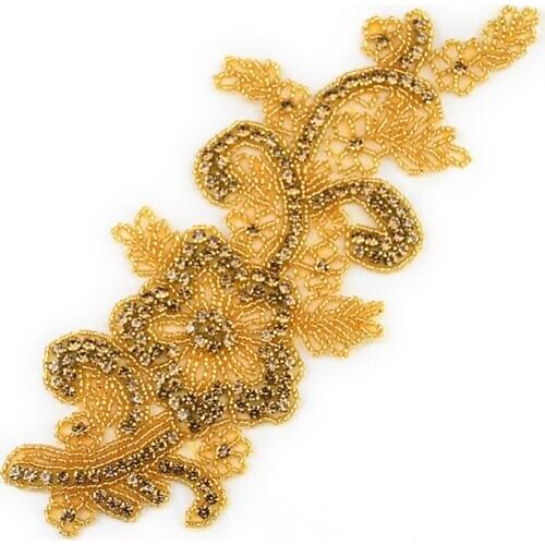 Wholesale popular 3D silver and gold rhinestone applique for bride headdress and belt WRA-1022