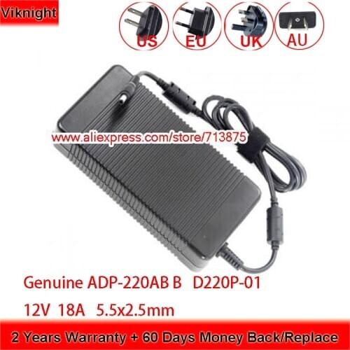 Genuine ADP-220AB B D220P-01 12V 18A AC Adapter for DELL PE4C-EC060A V3.0 M8811 5.5x2.5mm Laptop Charger