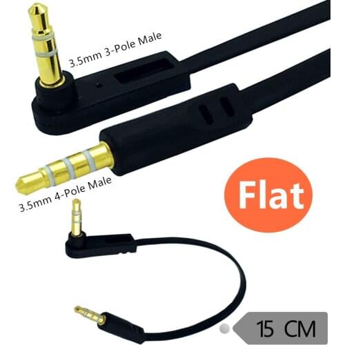 ERE 3.5mm 4 Pole Male to 3 Pole male Audio flat Cable, for Phones Speaker Tablet Microphone