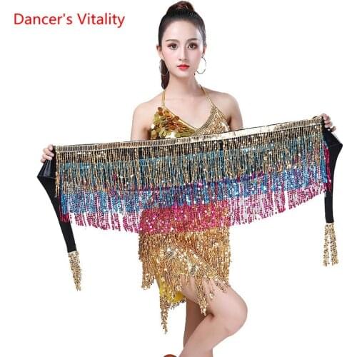 15 colors Belly Dancing Womens Clothing Belt Accessories Belts 4 Straps Rows of Belly Dance Hip Scarf Sequin Belt Rectangle