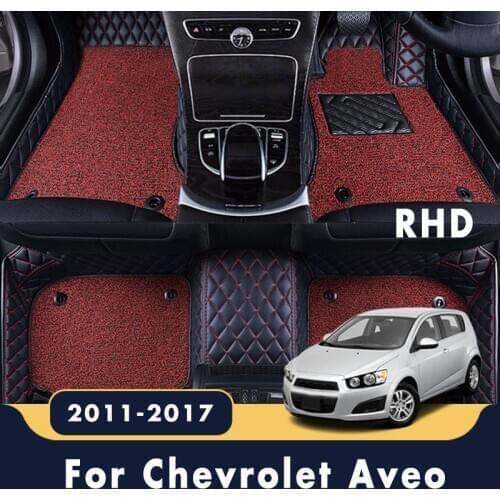 RHD For Chevrolet Aveo MK2 Sonic 2017 2016 2015 2014 2013 2012 2011 Luxury Double Layer Wire Loop Car Floor Mats Leather Carpet