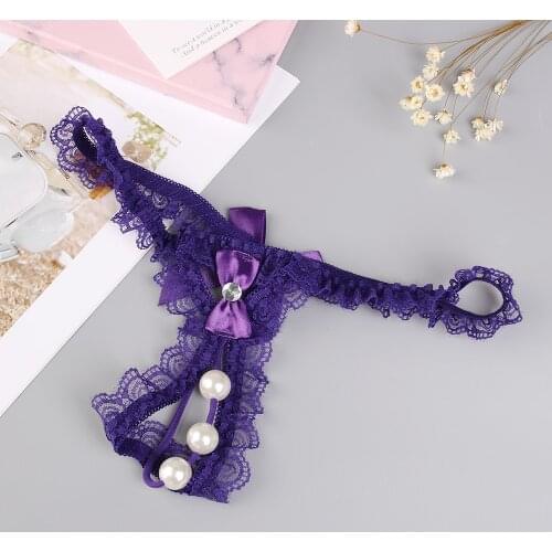 Sexy Women G-string Thong Floral Underwear Pearl Briefs Low Waist Exotic Hollow Lingerie Seamless Briefs Panties Intimates