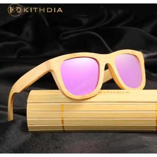 KITHDIA Handmade Bamboo Sunglasses Men Wooden Sunglasses Women Brand Designer Vintage Wood Sun Glasses Oculos de sol masculino