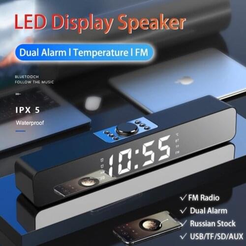 LED TV Sound Bar Alarm Clock Wired Wireless Bluetooth-compatib Speaker Home Theater Surround Subwoofer AUX USB For PC TV Speaker