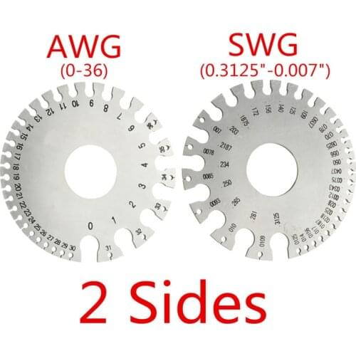 0-36 Round AWG SWG Wire Gauge Thickness Ruler Gauge Diameter Stainless Steel Measurer Tool