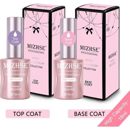 MIZHSE UV Nail Gel Top Coat&Base Coat For Nail Design Vernis Semi Permanant UV LED Lamp Fast Air Dry Soak Off Gel Polish Lacquer