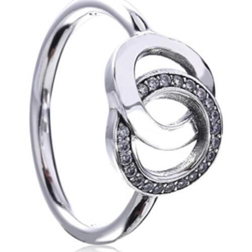Top Quality New Collection Famous Brand 925 Sterling Silver Double Circle Ring FREE SHIPPING