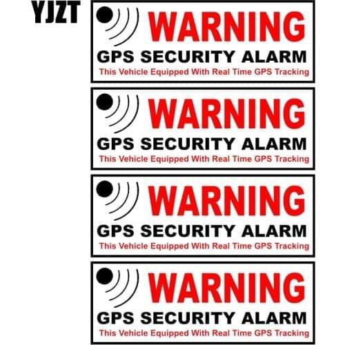 YJZT 10.5CM*3.8CM 4X Car Sticker WARNING GPS SECURITY ALARM Warning Mark Reflective Decal Motorcycle Parts C1-7580