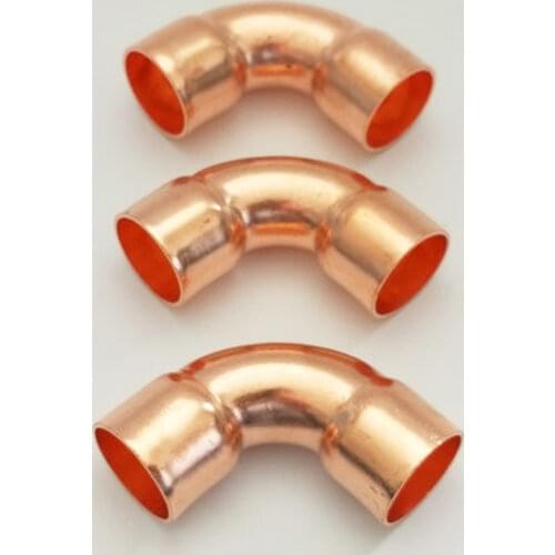 1/2" 3/4" 1" 12.7 16 19 22 25.4 28.6mm ID 99.9% Copper End Feed Long Radius 90 Degree Elbow Fitting Coupler For Air Condition