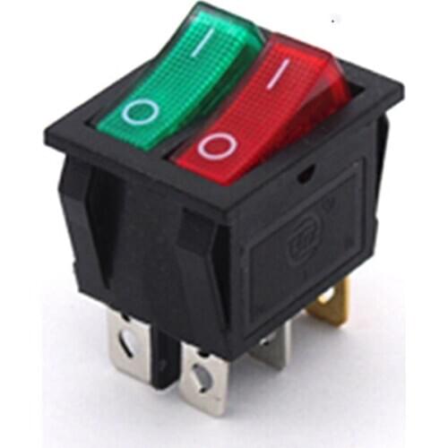 10pcs KCD3 KCD8 6PIN Rocker Switch Power Switch Duplex ON-OFF 2Position 6 Pins With Light 10A 250V AC / 15A 125V AC
