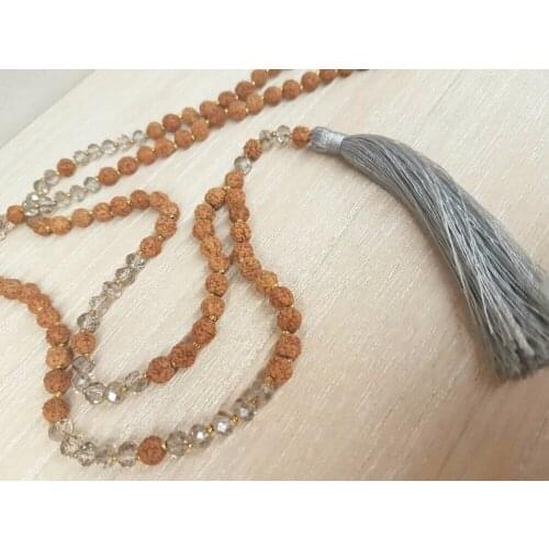 108 Mala Beads Necklace Rudraksha Bead Necklace Long Tassel Men Necklaces Prayer Yoga Mala Meditation Necklaces gift for Friend