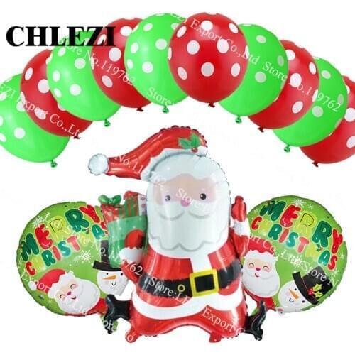 13pcs Christmas theme party decoration suit balloons Santa Claus snowman Christmas tree elk cart Dot latex balloon baby kid toys
