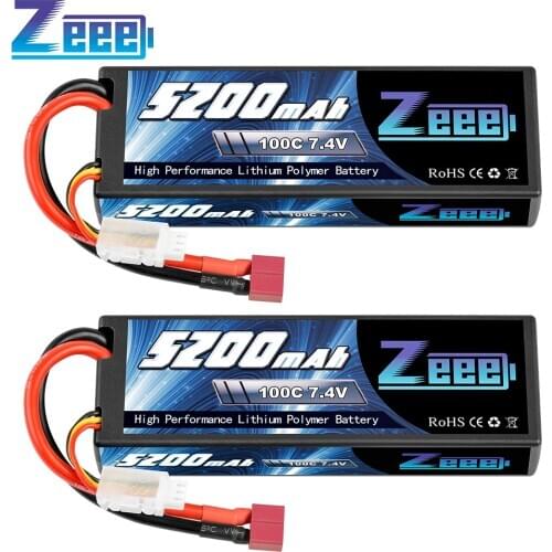 2units Zeee 7.4V 100C 5200mAh 2S Lipo Battery with Deans T Connector for RC Car Truck Vehicle Buggy Losi Slash