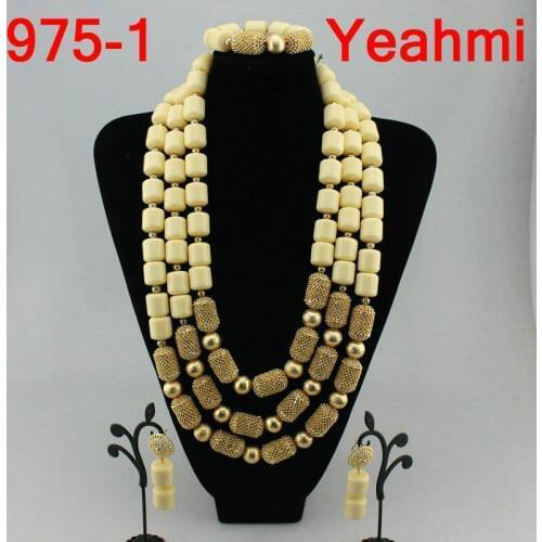 2018 Nigerian Wedding African Beads Jewelry Sets Luxury Dubai Gold Accessory Statement Jewelry Set Christmas Gift Jewelry 975-2