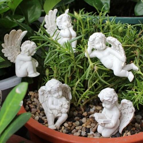 5 Pcs Planter Decorative Stake Garden Decorative Angel Statue Fairy Plug-in Resin Flower Bed Ornaments Miniature Angel Garden
