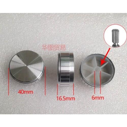 8pcs silver 40*17mm aluminum alloy knob cap / audio volume switch knob 6mm potentiometer rotating cap