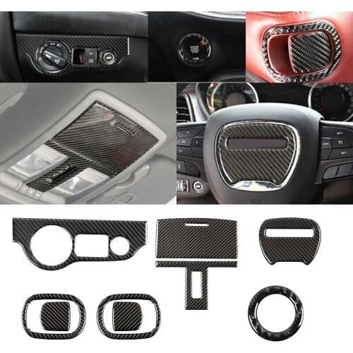 9Pcs/Set Interior Cover Trim Car Black Carbon Fiber Fit For Dodge Challenger Charger 2015 2016 2017 2018 2019 2020