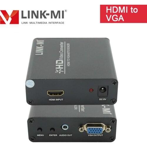 LINK-MI HDMI to VGA Auto Scaler HD Video Converter With Audio Output For HD TV CRT/LCD/LED Projector Monitor 1920x1080@60Hz