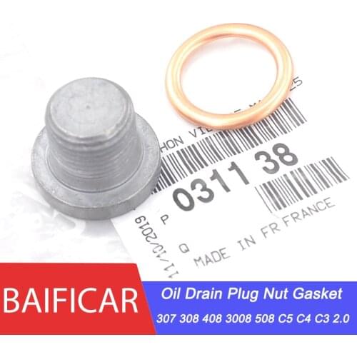Baificar Brand New Genuine Engine Oil Drain Plug Nut Gasket 031138 031121 For Peugeot 307 308 408 3008 508 Citroen C3 C4 C5 2.0