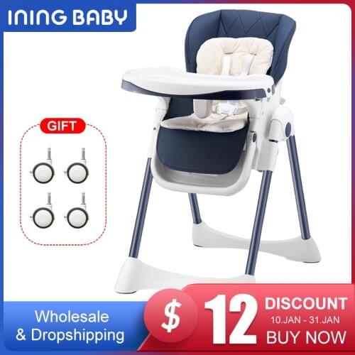 Luxurious Multi-Function Reclining Baby High Chair With Wheel Childrens Dining Table Kids Sleeping Feeding Seat Easy Set Up