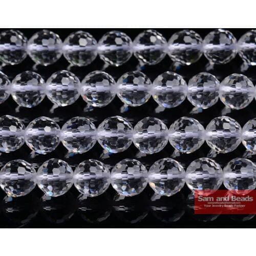 Free Shipping Natural Stone Faceted Clear Quartz Loose Beads 16" Strand 4 6 8 10 12 MM Pick Size For Jewelry Making CQB02