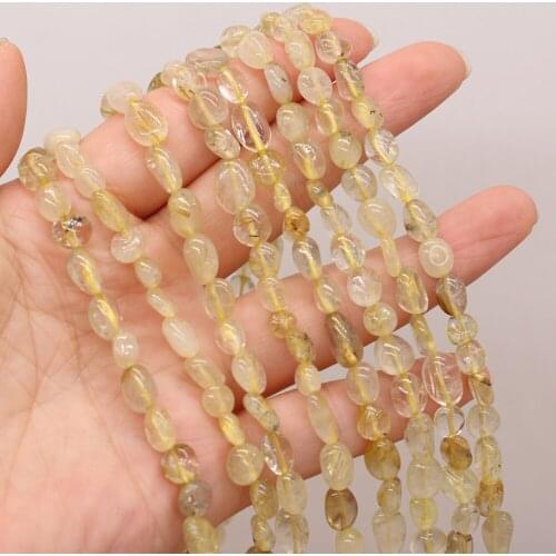 Natural Gold Rutilated Quartzs Rubellite Beads for DIY Women Gift Jewelry Making Bracelet Necklace Accessories Size 6-8mm