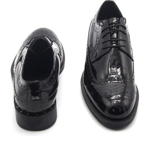 Black Brogue Shoes Men Fashion Trendy Cow Leather Handmade Dress Shoes British Style Luxury Derby Wedding Shoes Men Plus Size