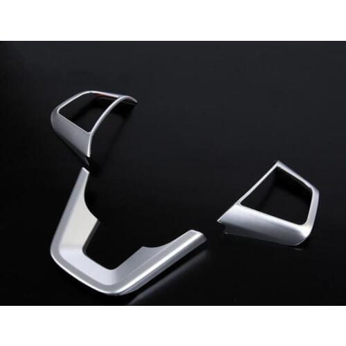 For Hyundai ix35 2018 3PCS ABS Chrome Matte Silver Car Steering Wheel Standard Decorative Cover Trim Car Styling Accessories
