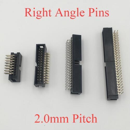DC3 8P 10P 14P 16P 20P 8 10 14 16 20 Pins 2.0mm Pitch Right Angle Double Row Space Connector IDC ISP JTAG Male Header Socket Box