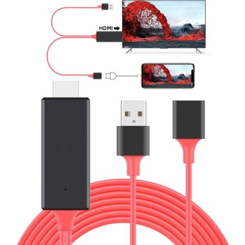 USB Female To HDMI 1080 Compatible Male Mirror Cable 3 In 1 Mobile Phone Universal Share Screen Video TV Projector Adapter Cord