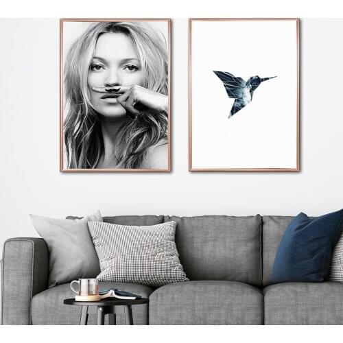 Feather Photographs Nordic Poster Figure Hummingbird Canvas Painting Wall Art Pictures For Living Room Modern Decorative Prins
